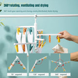 Foldable Rotating Drying Rack: Multi-Clip Baby Socks Drying Solution, Perfect for Balcony Clothes and Pants