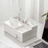 Versatile Office Organizer: Ideal for Living Room Coffee Tables, with Multi-Grid Paper Dispenser and Cosmetic Storage