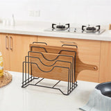 Multifunctional Kitchen Organizer: Iron Rack for Pot Lids, Forks, Spatulas, and Cutting Boards, Non-Slip Storage Holder Bracket