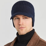 Men's Winter Knitted Ear Protection Hat: Stylish and Warm Peaked Cap (56-61CM)