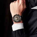 CURREN Men's Sports Luxury Watch: Chronograph, Military Style, Genuine Leather, Waterproof Wristwatch, Masculine Timepiece