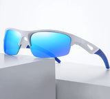 Stylish Polarized Half-Frame Sport Sunglasses: Suitable for Men and Women, Classic Driving Shades with UV400 Protection