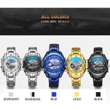 Men's Gold Military Fashion Watch - Quartz & LED Digital, Waterproof Sports Wristwatch