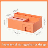 Versatile Office Organizer: Ideal for Living Room Coffee Tables, with Multi-Grid Paper Dispenser and Cosmetic Storage