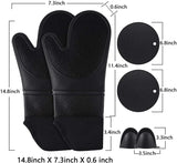 6-Piece Set of Extra Long Heat-Resistant Silicone Oven Mitts and Pot Holders, Kitchen Gloves for Baking and Cookin