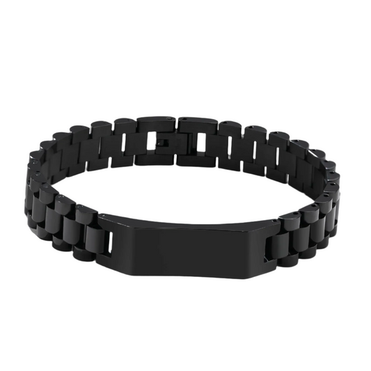 Men's 12mm Black Stainless Steel Watch Band Bracelet – Gift for Dad or Him