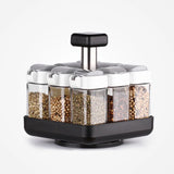 360° Rotating Condiment Set: Glass Cruet Seasoning Jar, BBQ Pepper & Salt Shakers, Paprika Bottle