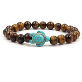 Men's Sea Turtle Beaded Bracelet – Natural Stone with Elastic Rope | Friendship & Valentine's Day Gift