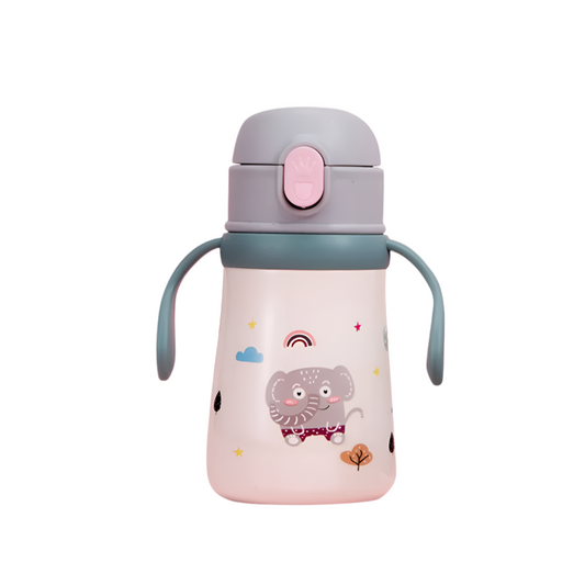 360ml Cartoon Vacuum Flask with Straw – Portable Kids Thermal Water Bottle and Tumbler