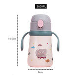 360ml Cartoon Vacuum Flask with Straw – Portable Kids Thermal Water Bottle and Tumbler