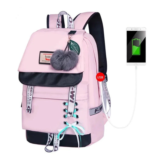 Trendy Waterproof Nylon School Backpack with Bowknot for Girls: Cute and Functional Children's School Bags