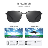 Men's Square Polarized Sunglasses: Rectangle Metal Sun Glasses, High-Quality UV400 Driving Shades