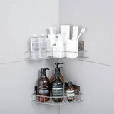 Punch-Free Wall-Mounted Corner Shelf: Bathroom and Kitchen Corner Storage Iron Rack