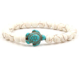 Men's Sea Turtle Beaded Bracelet – Natural Stone with Elastic Rope | Friendship & Valentine's Day Gift