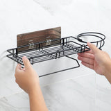 Multi-Purpose Wrought Iron Wall-Mounted Storage Rack for Bathroom: Organize Toiletries, Towels, and Hair Dryer