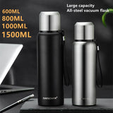 Portable Stainless Steel Thermos Vacuum Flask – Insulated Water Bottle with Filter for Outdoor Use | Available in 600ML, 800ML, 1000ML, and 1500ML Sizes for Coffee and Beverages