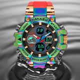 SMAEL Men's Military Sport Watch, Waterproof Dual Display LED Quartz Wristwatch with Alarm