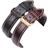 Handcrafted Vintage Leather Watchbands – Genuine Calfskin Straps in Black and Dark Brown, Available in 18mm to 24mm Sizes with Pin Buckle