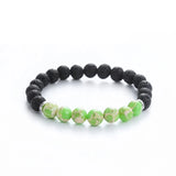 7 Chakra Natural Stone Bracelet – Black Matte Lava Beads for Healing & Balance