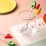 Cartoon Stainless Steel Fruit Fork Set: Lovely Mini Salad Forks with Cute Children's Fruit Designs, Ideal for Desserts and Snacks