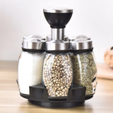 360° Rotating Condiment Set: Glass Cruet Seasoning Jar, BBQ Pepper & Salt Shakers, Paprika Bottle