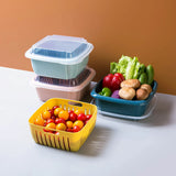 Plastic Double-Layer Vegetable Basket with Lid for Kitchen Sink Organization