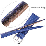 Genuine Cow Leather Watchband – Crocodile Pattern Strap in Black, Brown, Red & Blue for Men & Women | 18mm to 24mm Sizes Available