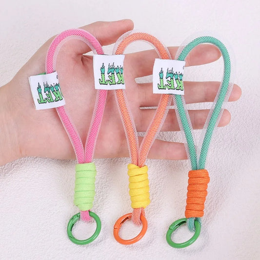 Korean Ins Candy Double Color Mobile Phone Lanyard Key Chain Universal Wrist Straps Phone Case Accessories Keycord Hanging Rope