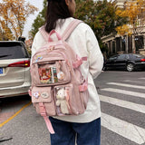 Cute Nylon School Backpack for Girls: Multi-Pocket Design, Ideal for Carrying Laptops and Books