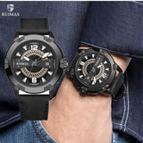 RUIMAS Men's Luxury Leather Sport Watch: Waterproof, Luminous, with Large Dial and Date Display