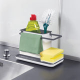 Creative Kitchen Sink Organizer: Hot Sink Towel, Utensils, and Sponge Rack with Separate Shelves for Dishes, Plastic Storage Container