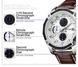 MEGIR Luxury Men's Quartz Chronograph Watch: Leather Strap, Waterproof, Calendar