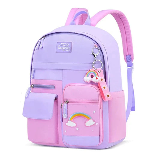 Charming Children's School Backpack: A Delightful Pink and Purple Bookbag for Girls, Perfect for Elementary School