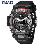 Military Men's Luxury Watch by SMAEL, Waterproof Analog-Digital Chronograph with Dual Display for Sports