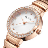 MEGIR Luxury Stainless Steel Women's Watch: Fashionable and Casual Quartz Timepiece with a Big Dial