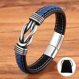 Men's Irregular Leather Bracelet – Stainless Steel Accents with Velvet Bag | Birthday Charm Jewelry Gift