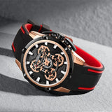 RUIMAS Luxury Men's Watch: Large Dial, Sporty Silicone Strap, Waterproof, Casual Elegance