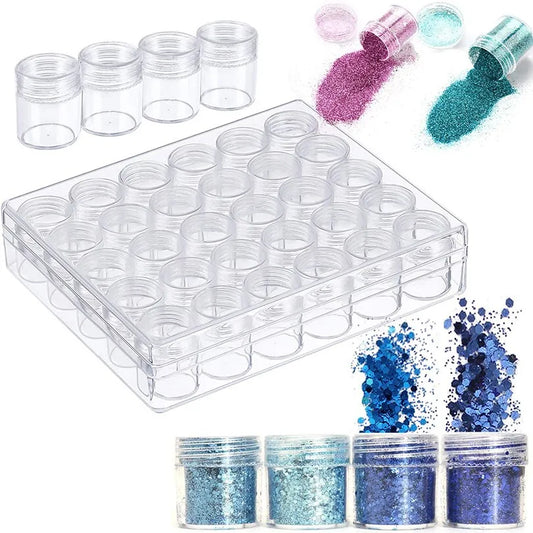 Set of 30 Clear Plastic Storage Containers: Includes 30 Transparent Bottles/Jars for Beads, Diamond Painting Accessories, Nail Art Supplies, and More