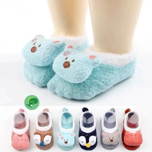 Adorable 2 Pairs of Infant Non-Slip Socks Cartoon Floor Grips