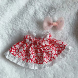 Bow Strap Floral Skirt Outfit for Labubu – 17cm Doll Clothes with Cute Accessories for Fashionable Dress-Up