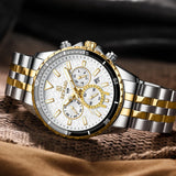 Men's Luxury Quartz Watch - Stainless Steel, Waterproof Wristwatch with Luminous Dial and Calendar Function