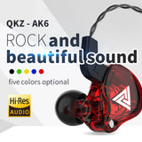 QKZ AK6 In-Ear Earphones: 6 Dynamic Driver Unit Headphone with Mic, Stereo Sports HIFI Subwoofer Headset, Monitor Earbuds