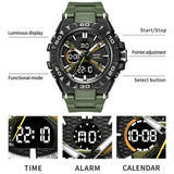 Men's Digital Sports Watch - Army Military Style, Waterproof, Dual Display Chronograph Wristwatch