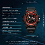 Men's Waterproof Silicone Sports Watch – Quartz Digital Wristwatch with Dual Display, Alarm, and Date