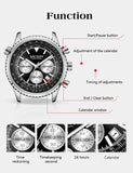 MEGIR Men's Fashion Chronograph Watch: Quartz Movement, Luminous Calendar, Large Dial, Silicone Strap