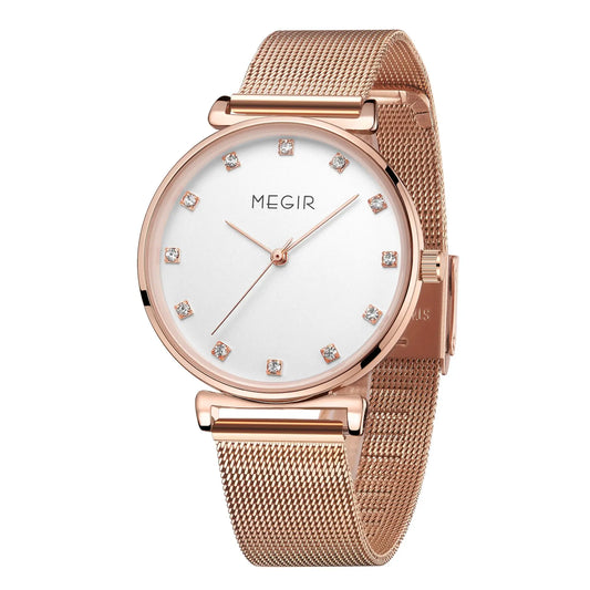 MEGIR Quartz Bracelet Watch: Stylish Stainless Steel Mesh for Women, Luxury, and Waterproof