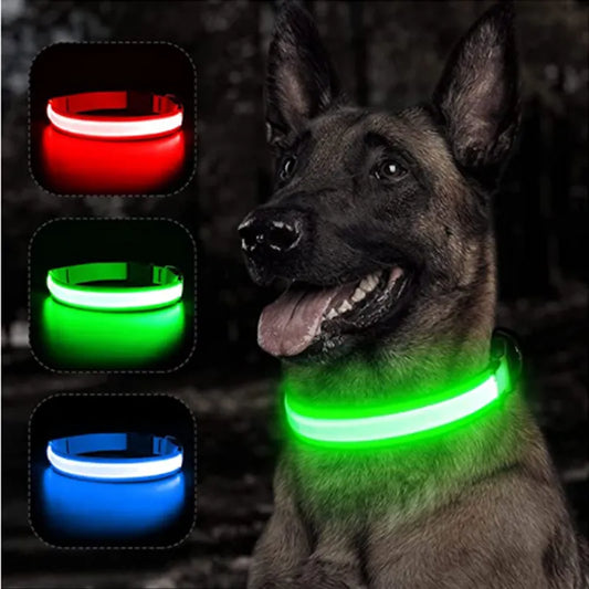 Adjustable LED Glowing Dog Collar: Rechargeable Flashing Luminous Collar for Nighttime Visibility and Anti-Lost Security