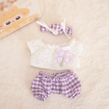 Labubu Idol Doll Outfit Set – Candy Hairpin, Stylish Shorts & Sitting Party Clothing for 17cm Mini Plush Dolls Accessories
