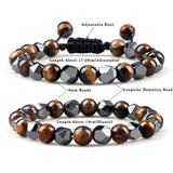 Men's Irregular Hematite Beads Bracelet – 4/6/8mm Natural Lava & Tiger Eye Beads | Couple's Fashion Friendship Jewelry