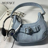 Vintage Y2K Shoulder Handbag: Casual Denim Hobo with Star Decor, Perfect Gift for Women